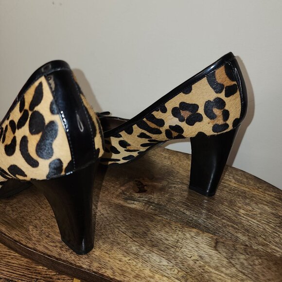 Naturalizer Faux Leopard Hair Black Bow Comfort Heels-Size 8.5 - Picture 4 of 10